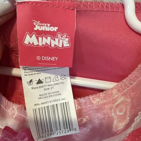Disney Pink Minnie Mouse Dress 2T Toddler Pink Dress Up Costume Pretend Play - Picture 4 of 6